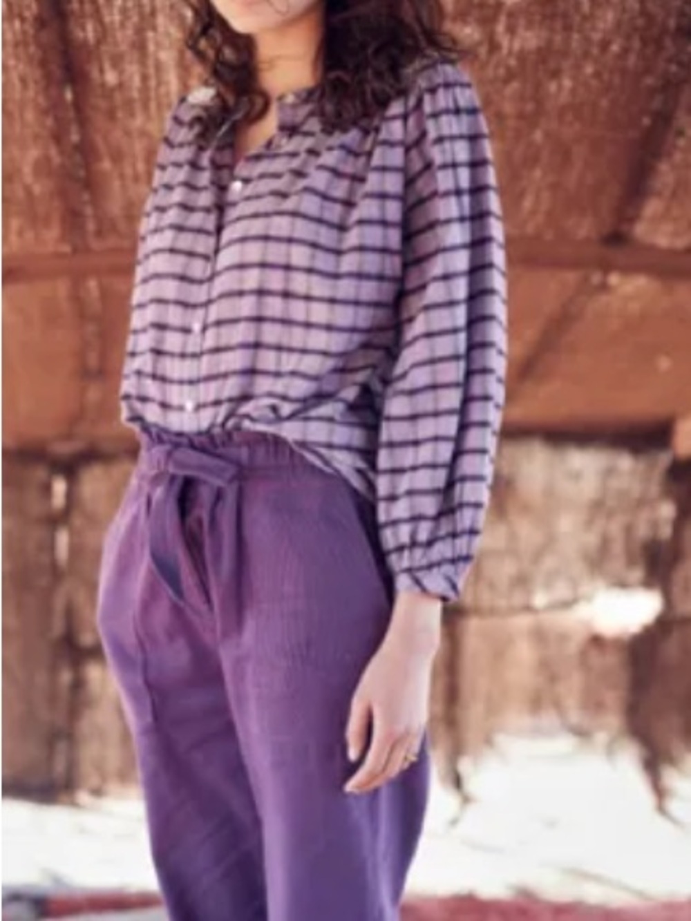 Louise Misha Jeanne Checked Blouse in Purple 36